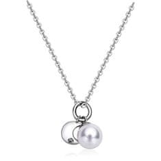 S'Agapõ Oceľový náhrdelník s polmesiacom a perlou DAYS SDY03