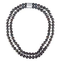 JwL Luxury Pearls Dvojitý/dvojradový náhrdelník z pravých čiernych perál JL0657