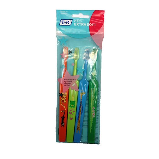 Tepe Extra jemný detská zubná kefka Kids ZOO (Extra Soft) 4 ks