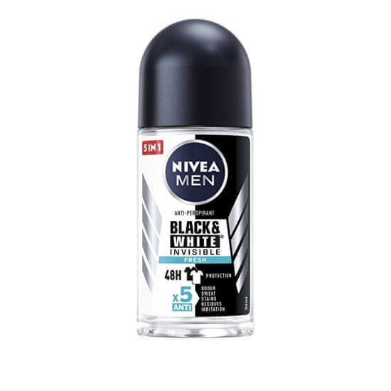 Nivea Guľôčkový antiperspirant Black & White Fresh pre mužov 48H (Anti-Perspirant) 50 ml