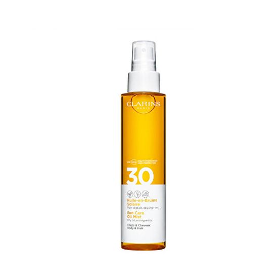 Clarins Opaľovací olej v spreji na telo a vlasy SPF 30 ( Sun Care Oil Mist) 150 ml