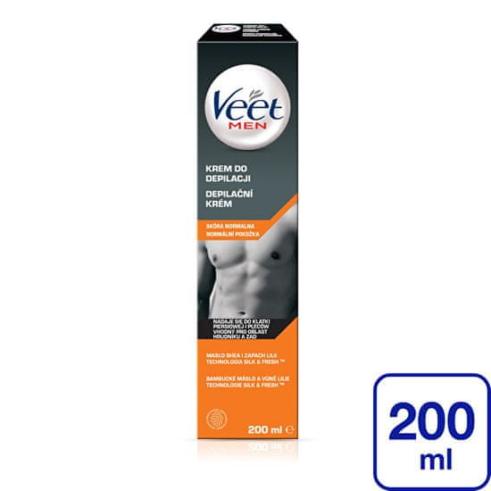 Veet Depilačný krém pre mužov pre normálnu pokožku Men Silk & Fresh 200 ml