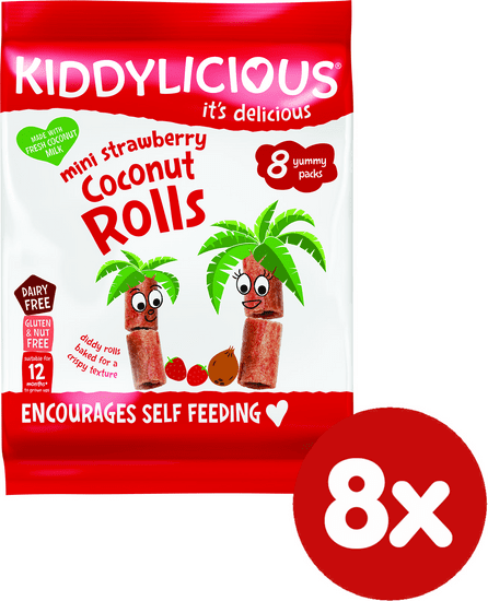 Kiddylicious Trubičky s kokosom a jahodami - 8x6,8g g