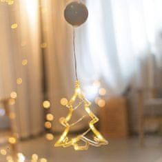 ACA Lightning LED vianočné stromček do okna, teplá biela farba, IP20, 3xAAA, prísavka