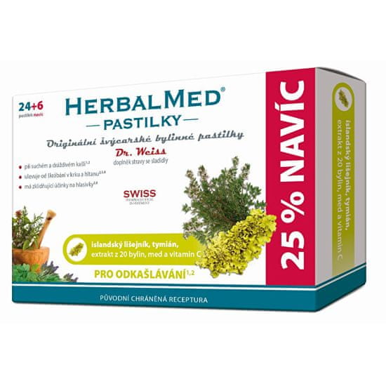Simply you HerbalMed pastilky Dr. Weiss pre odkašliavanie 24 pastiliek + 6 pastiliek ZADARMO