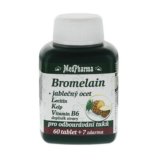 MedPharma Bromelain 300 mg + jablčný ocot + lecitín + kelp + vitamín B6 60 tbl. + 7 tbl. ZD ARMA
