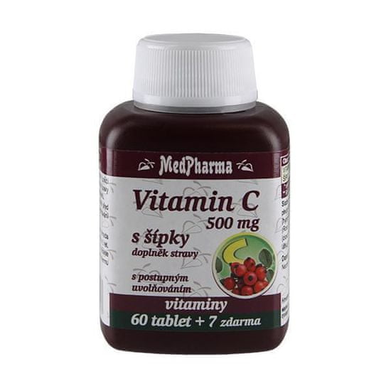 MedPharma Vitamín C 500 mg s šípkami predĺžený účinok 60 tbl. + 7 tbl.ZD ARMA