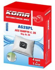 KOMA AG28PL - Vrecká do vysávača AEG Vampyr č.28 s plastovým čelom, textilné, 4ks