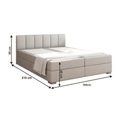 KONDELA Boxspringová posteľ 160x200, svetlosivá, RIANA KOMFORT