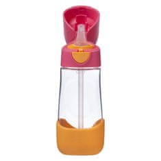 Fľaša na pitie so slamkou - ružová / oranžová 450 ml