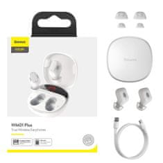 BASEUS Encok WM01 Plus TWS bezdrôtové slúchadlá, biele