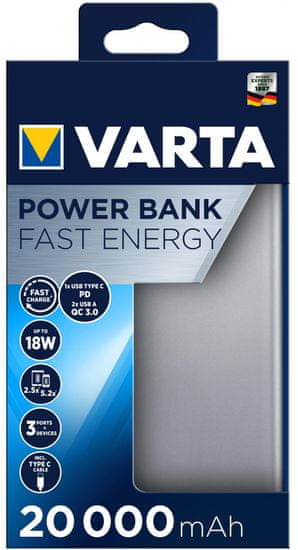 VARTA Power Bank Fast Energy 20000 57983101111 - zánovné