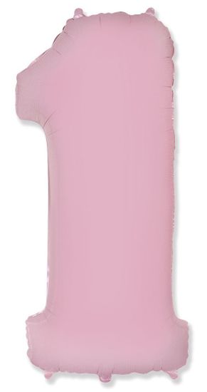 Fóliový balónik číslice 1 - pastelová - ružová - pink - 102cm