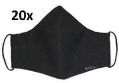 KATCH Katch Dámska / detská ručne šitá rúška - čierna, dvojvrstvová bavlnená (20ks)