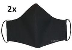 KATCH Katch Dámska / detská ručne šitá rúška - čierna, dvojvrstvová bavlnená (2ks)