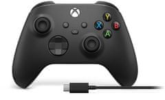 Microsoft Xbox Wireless Controller + kábel pre Windows, čierna (1V8-00002)