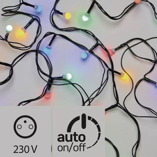 EMOS Reťaz s časovačom 480 LED gule 48 m multicolor - rozbalené