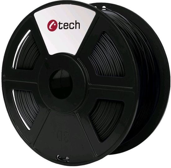 C-Tech tlačová struna, PLA, 1,75mm, 1kg, čierna (3DF-PLA1.75-BK)