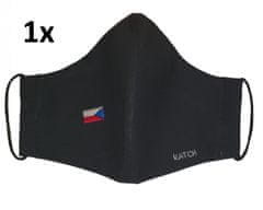 KATCH Katch Dámska / detská ručne šitá rúško s vlajkou SR - čierna, dvojvrstvová bavlnená (1ks)
