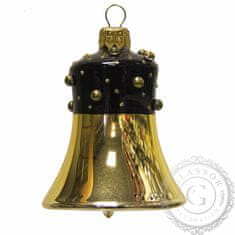 Decor By Glassor Zvonek zlatý lak dekor černý s kamínky