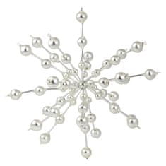 Decor By Glassor Strieborná hviezda z fúkaných guľatých perličiek