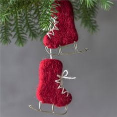 Decor By Glassor Vianočné plstené korčule červené, súprava 2 ks