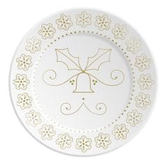 Decor By Glassor Porcelánový tanierik so zlatým zvončekom
