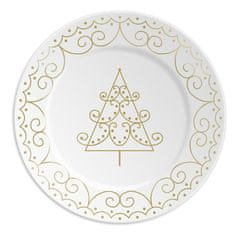 Decor By Glassor Porcelánový tanierik so zlatým stromčekom