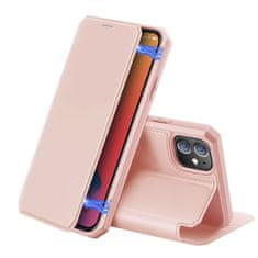 Dux Ducis Skin X knižkové kožené puzdro na iPhone 12 / 12 Pro, ružové