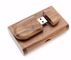 CTRL+C Sada: drevený USB ovál v boxe, orech, 128 GB, USB 3.0 / 3.1