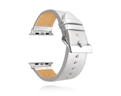 MINET Strieborný kožený remienok TOP GRAIN pre hodinky APPLE WATCH 38-40 mm
