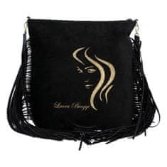Laura Biaggi Dámska semišová taška s dlhým uchom a strapcami Serena Laura Biaggi, čierna 