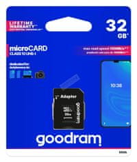 GoodRam goodram paměťová karta micro sdhc 32gb class 10 uhs-1 - m1aa-0320r11 5908267930144 (IHNED K ODESLÁNÍ, NEBO K ODBĚRU)