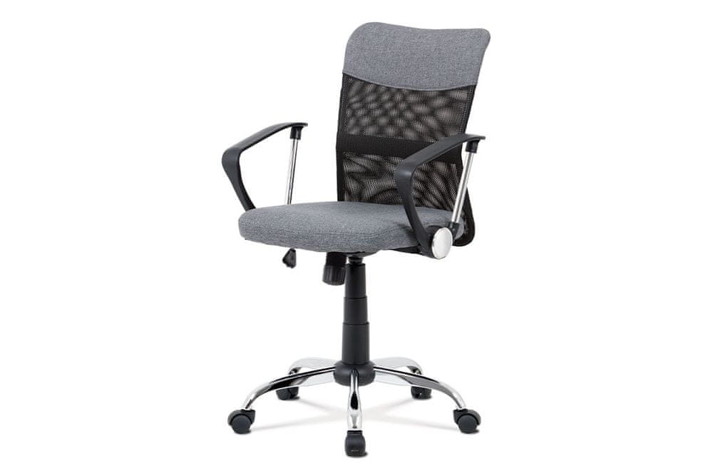 Autronic kancelárska stolička, šedá látka, čierna MESH, hojdací mech, kríž chróm KA-V202 GREY