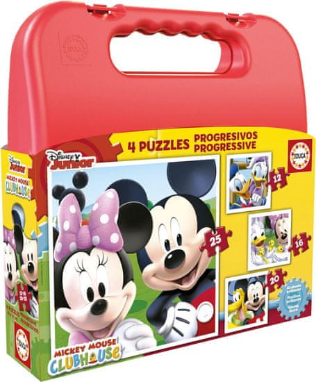 EDUCA Puzzle v kufríku Mickey Mouse (12, 16, 20, 25 dielikov)