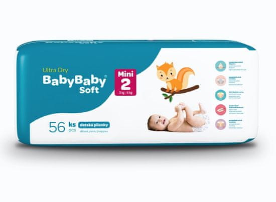 BabyBaby Soft Plienky MINI 2 (3-6kg) 56ks