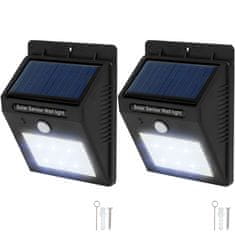 tectake 2 Vonkajšie nástenné svietidlá LED integrovaný solárny panel a detektor pohybu - čierna