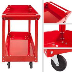 tectake 2 Dielenské vozíky montážne dvojposchodové - červená