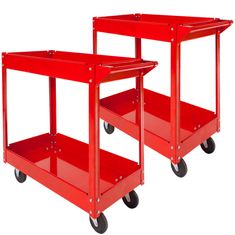 tectake 2 Dielenské vozíky montážne dvojposchodové - červená