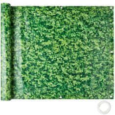 tectake Balkónová zástena s kovovými zosilnenými okami, verzia 1 - zelené lístie, 75 cm