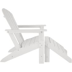 tectake Záhradná stolička s podnožkou - biela/biela