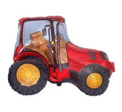 Balónik fóliový červený traktor - farma - 60 cm