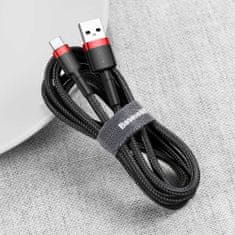 BASEUS Kábel Cafule Odolný nylonový pletený drôt USB / USB-C QC3.0 2A 3M čierno-sivý (CATKLF-UG1)
