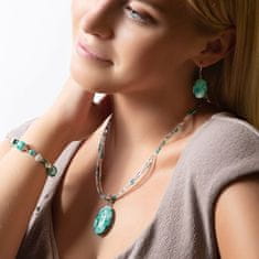 Lampglas Nežný dámsky náhrdelník Turquoise Lace s perlou Lampglas s rýdzim striebrom NP5