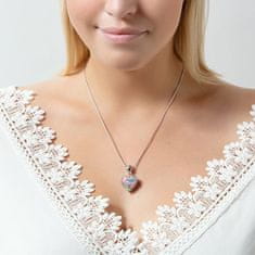 Lampglas Nežný náhrdelník Romantic Heart s perlou Lampglas s rýdzim striebrom NLH6
