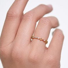 PDPAOLA Nežný pozlátený prsteň zo striebra s trblietavými zirkónmi PAPILLON Gold AN01-191 (Obvod 50 mm)