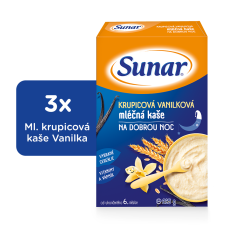 Sunar vanilková krupicová kaša mliečna na dobrú noc 3 x 225 g