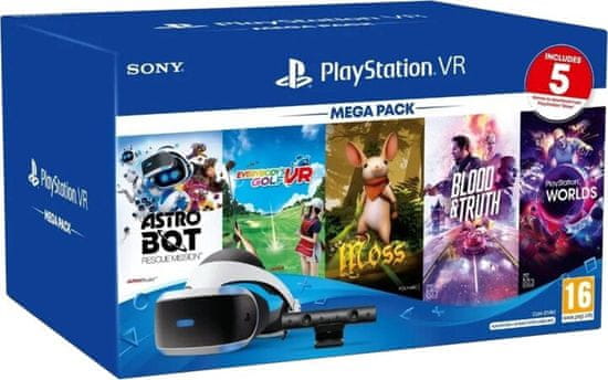 SONY PlayStation VR v2 + Kamera v2 + PS5 adaptér + 5 hier (PS719809296)