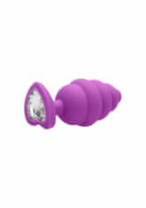Shots Toys Ouch! Regular Ribbed Diamond Heart Plug purple análny kolík