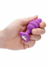 Shots Toys Ouch! Large Ribbed Diamond Heart Plug purple análny kolík